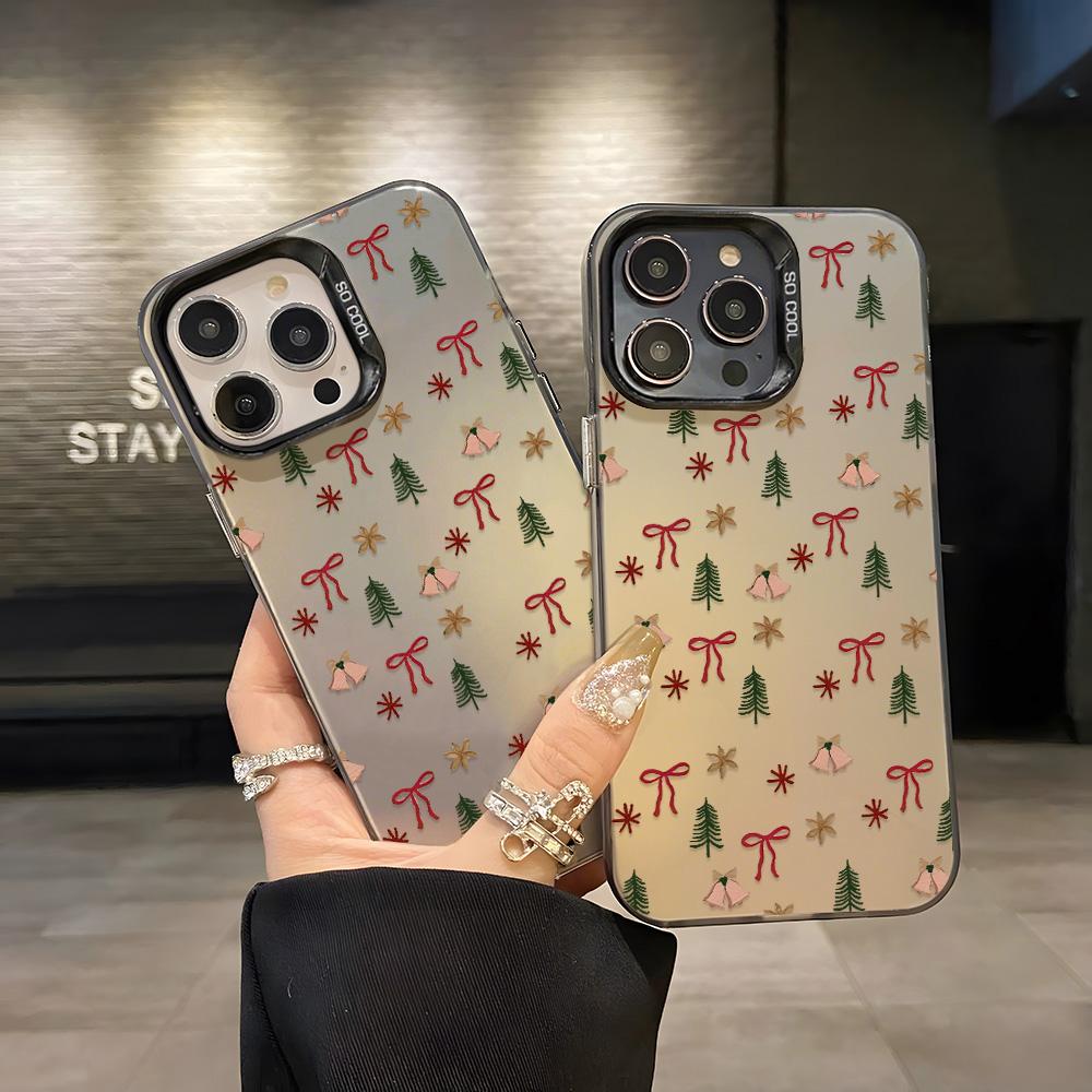 Snowflakes Christmas Bowknot Phone Case For iPhone 17 Pro Case iPhone 16 13 15 14 12 11 17 Pro Max IMD Shockproof Bumper Cover