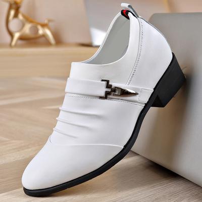 Fashion Men's Business Genuine Leather White Shoes Mens Dress Shoes Luxury Shoes Men Designers Wedding Shoes for Men 7CM Increasing