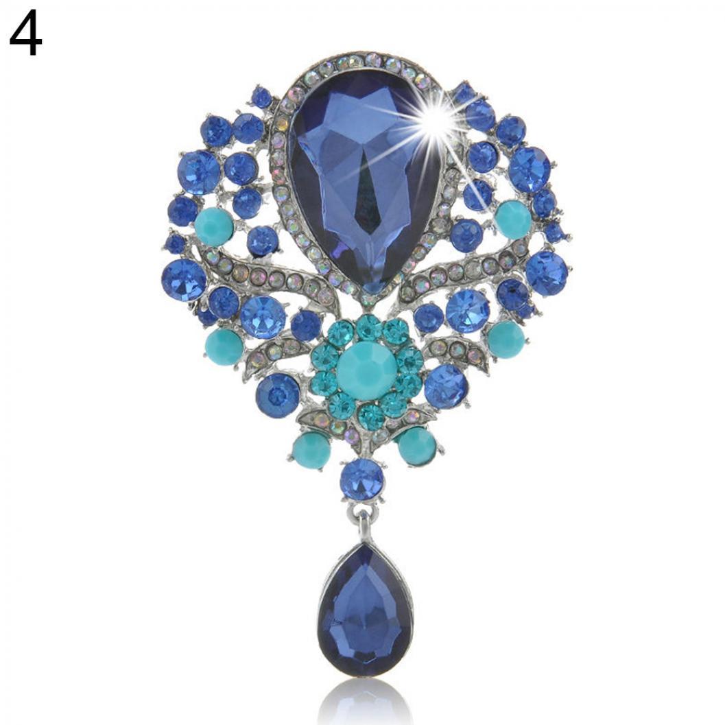 

Lady Fashion Rhinestone Drop Pendant Brooch Pin Wedding Jewelry Gift Decor