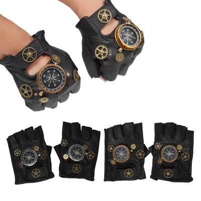 Punk Fingerless Gloves Surprise Gift for Girlfriend Boyfriend with Compass Gears Men Gloves Vintage Fingerless Gloves