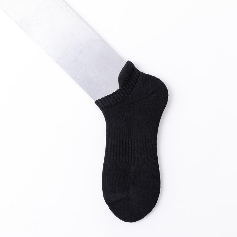 Breathable Organic Bamboo Cotton Socks Manufacturers Compression Sports Terry Socks  Solid Pure Black Seamless Socks