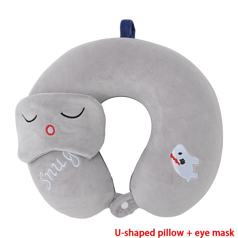Cartoon U-Shaped Pillow Memory Foam Pillow Core Neck-Protecting Pillow for Airplane Car Travel Portable Office U-Shaped Pillow