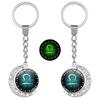 Luminous Zodiac Double-Sided Rotating Pendant Keychain for Couples - European & American Creative Design.