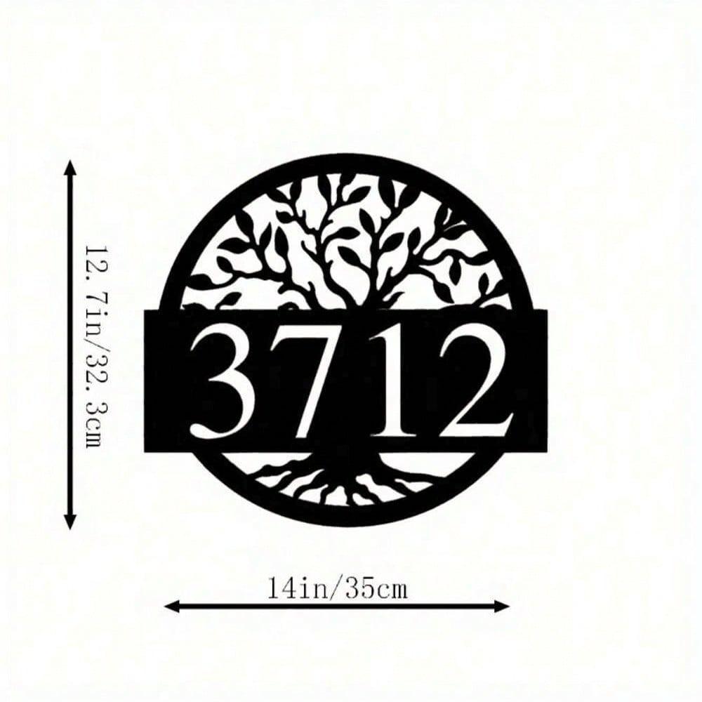 Metal Address Number Plaque for House Outdoor Wall Decor Sign