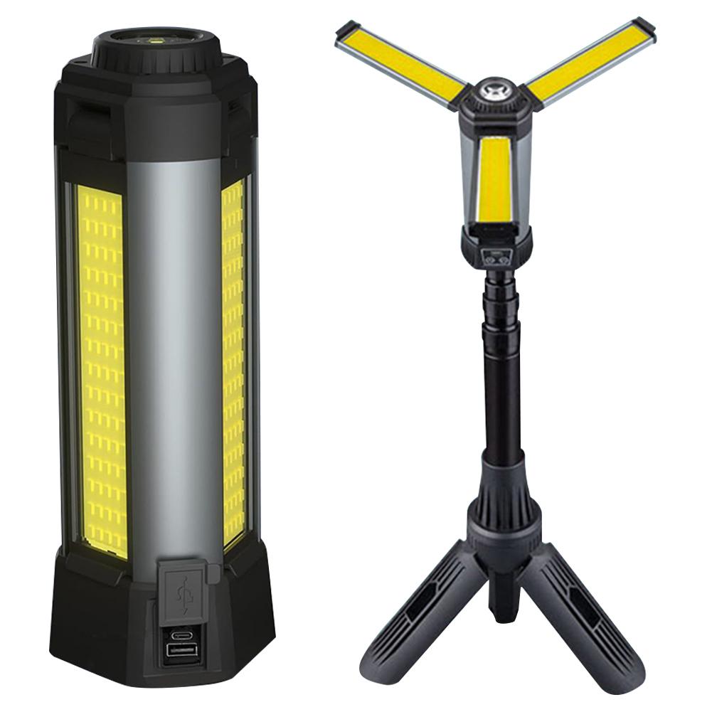 6000mAh LED Work Light Rechargeable Construction Light with COB Dimmable Work Light Telescopic for Outdoor Camping