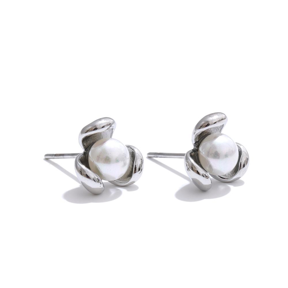 

Yhpup Popular Simulated Pearls Flower Stud Earrings for All Occasions 316L Stainless Steel Versatile Daily Chic Jewelry
