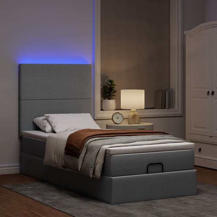 VidaXL Cadre de lit ottoman et matelas gris clair 100x200 cm tissu 3313899