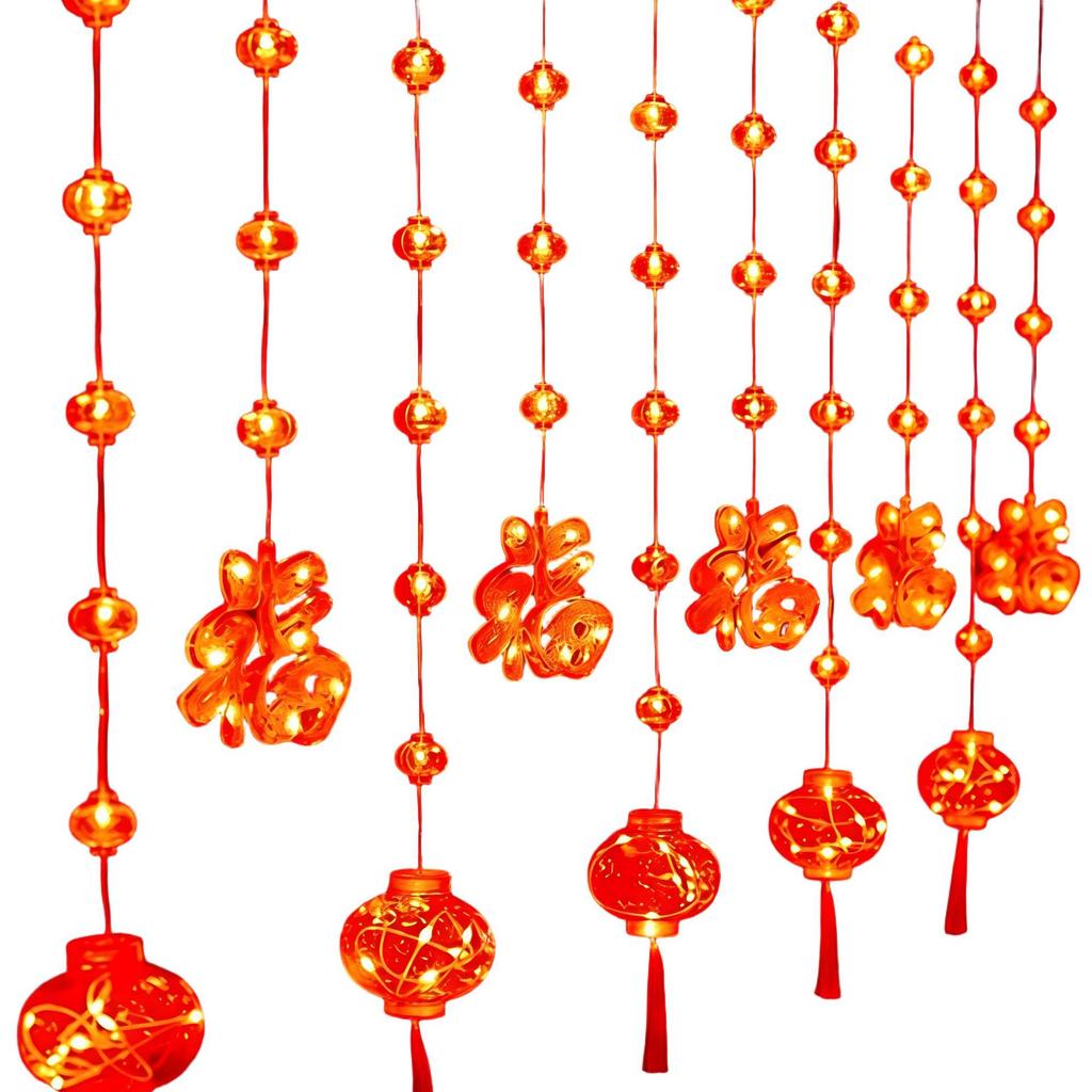 LED Red Lantern Curtain Lights for Festivals, Weddings, and Home Decor