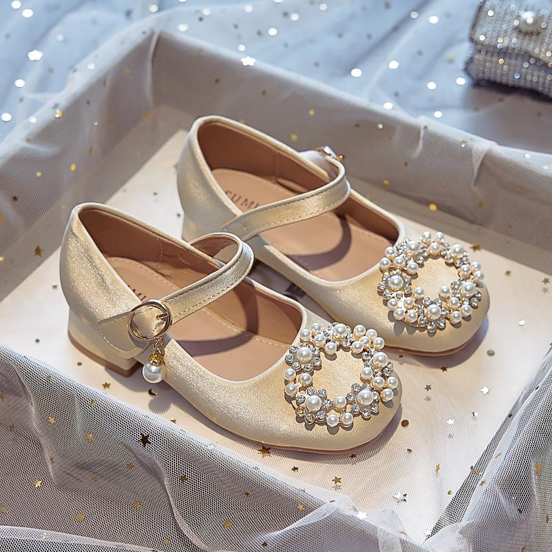 Children's high heels little girl princess shoes spring and autumn new single shoes 2025 spring and autumn new girls leather shoes