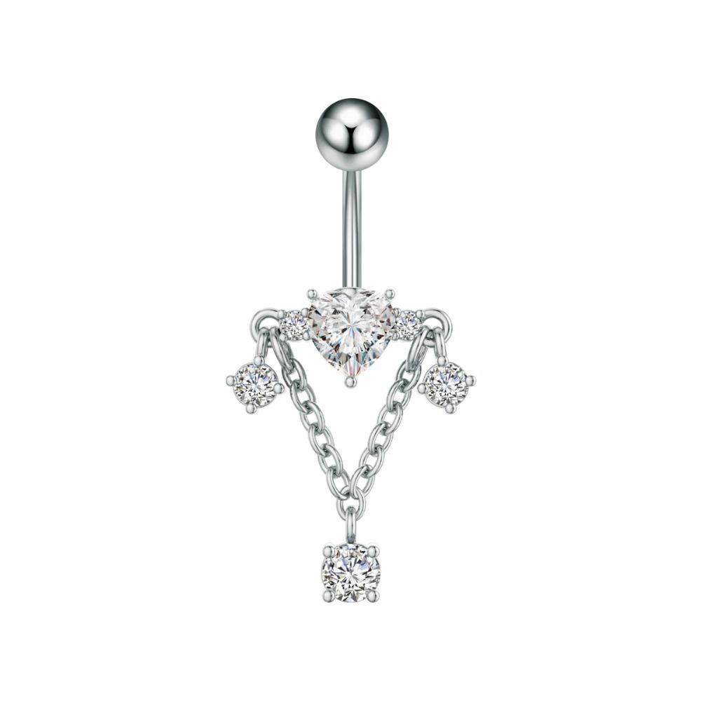 Elegant Gem Navel Piercing Copper Shiny Body Jewelry Crystal Ball Belly Button Rings  Accessories