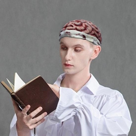 Zombie Brain Cap Creepy Latex Headpiece Realistic Brain Hat Halloween Costume Headwear for Cosplay Horror Themed Parties