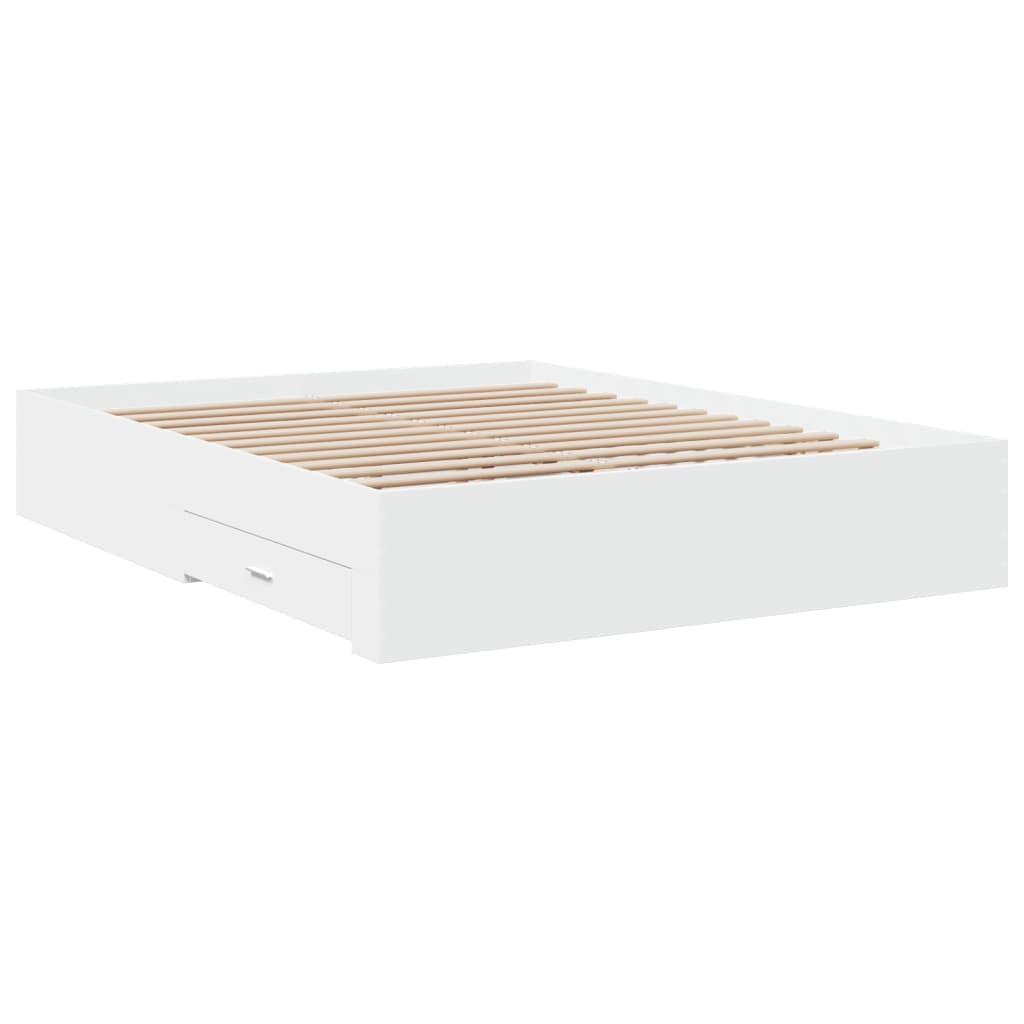 Bed Frame with Drawers White 140x200 cm Particleboard