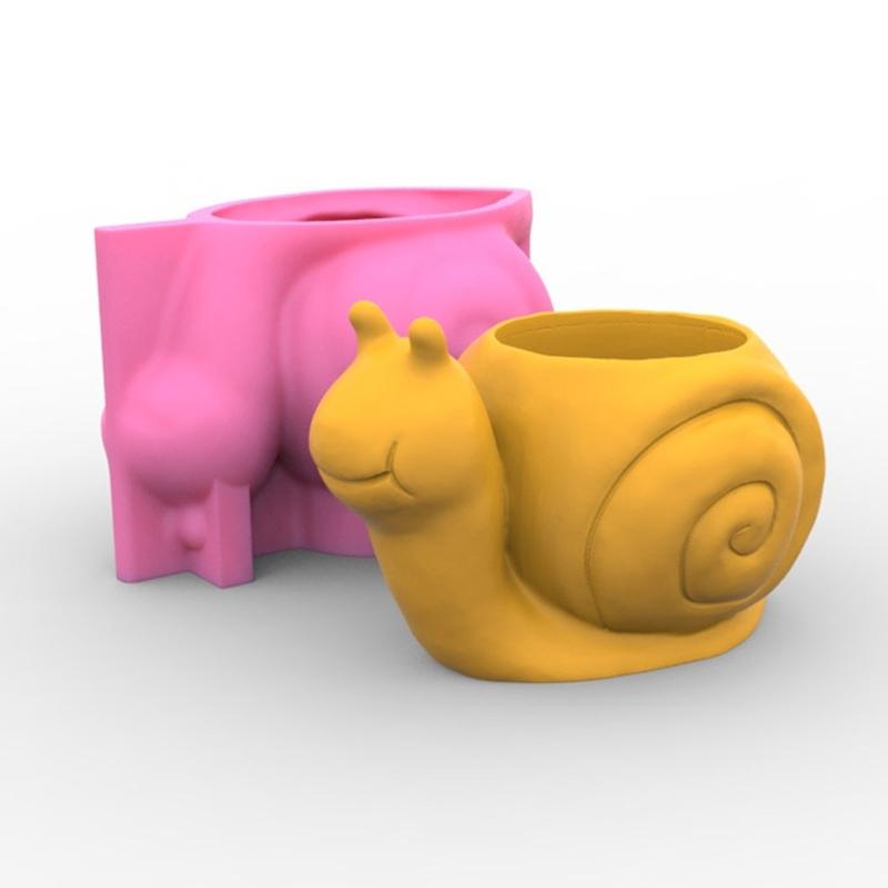 Concrete Silicone Flower Pot Mold 3D Snails Succulent Cement Plaster Mould Soap Candle Mold Office Home Desktop Decor