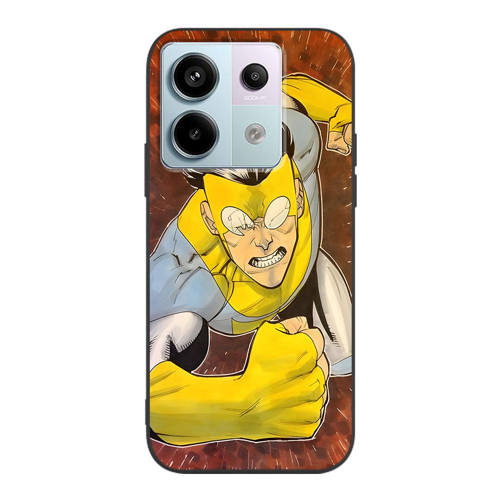Cartoon Invincible Case for Xiaomi Redmi 10 10C 9C 9A 9i 9 Prime 9T 12 12C 10A K40 Pro Black Soft TPU Mobile Phone Bag Cover