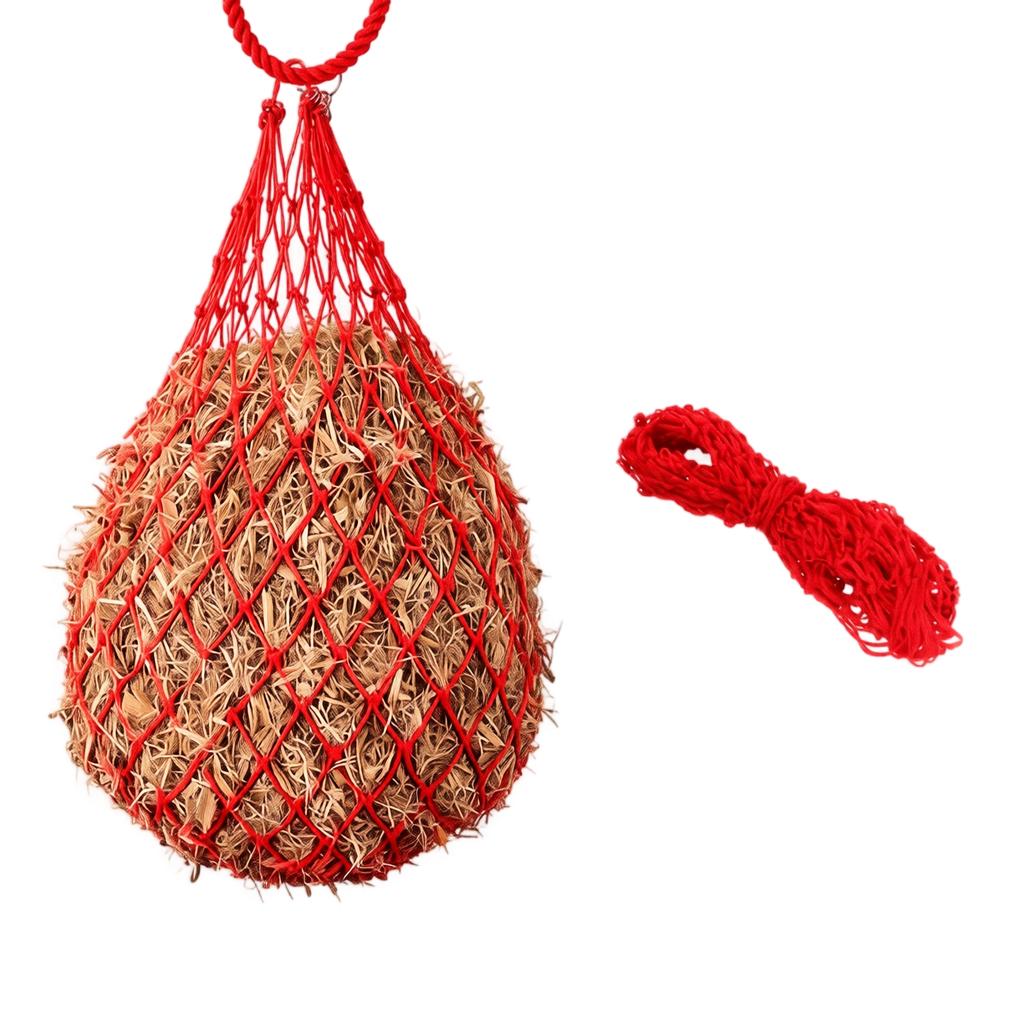 Large Capacity Hay Net for Horses Cattle Sheep Llamas Durable Small Hole Feed Bag with Hanging Rings Suitable for Equine Feeding and Livestock Grazing