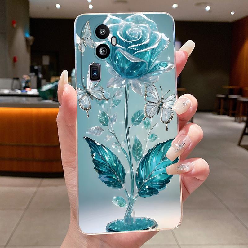 Für OPPO Reno 10 Pro Plus Pro+ Hülle Klar Luxus Mode Schmetterlingsblumen Weiches TPU Silikon Jelly Handyhülle Rückabdeckung