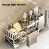 Kitchen Sponge Holder Stainless Steel Sink Drain Rack Soap Drainer Towel Rack Shelf Organizer Bathroom Storage Accessories