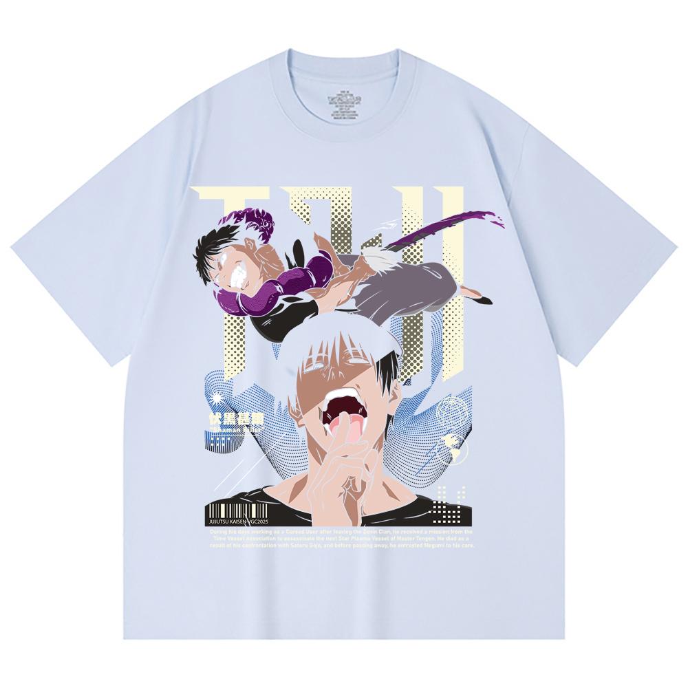230 Gsm 100% Cotton Jujutsu Kaisen V47 Toji Print Unisex Heavy Cotton T Shirt