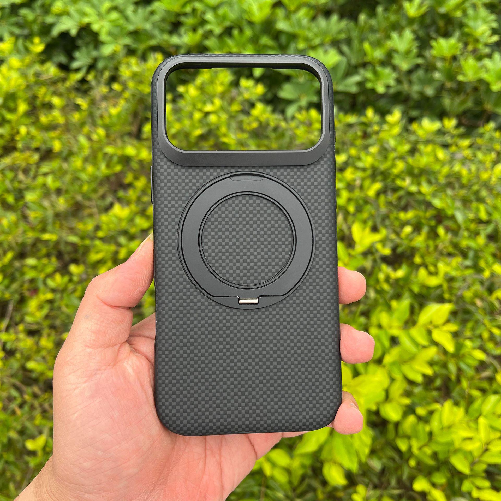 iPhone 17 Pro Max Carbon Fiber Texture Magnetic Metal Frame Case 17 Pro