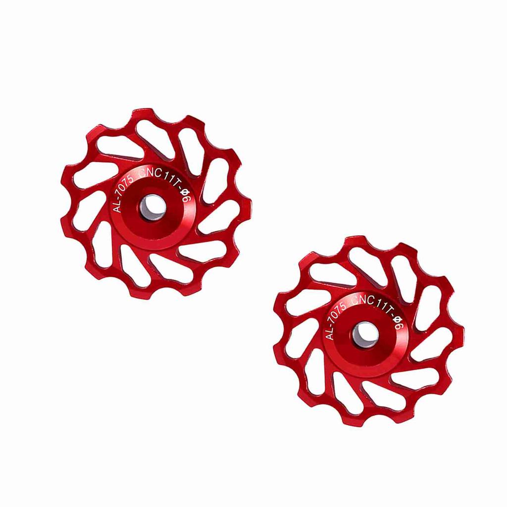 2 X CNC Alloy Wheel Rear Derailleur Pulley For Road Bike(red 11T)