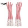 Warm Household Cleaning Gloves Long Sleeves Dishwashing Gloves, Thick Fleece Lining Non-Slip Silicone Rubber for Kitchen And Bath Reusable Waterproof