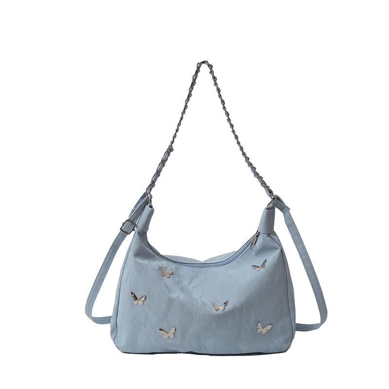 

Большая вместительная сумка-бабочка для поездок на работу, женская, 2024, новая модная универсальная сумка через плечо, фактурная цепочка, косая сумка-спиннинг