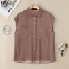 ZANZEA Women Summer Shirt Collar Sleeveless Loose Shirts