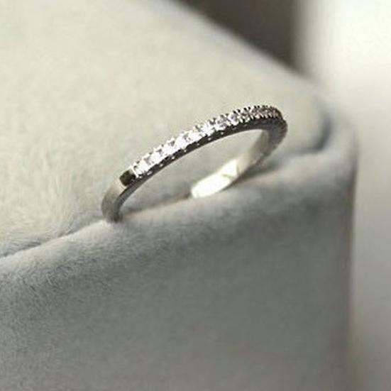 Women 925 Sterling Silver Rhinestone Wedding Engagement Ring Jewelry