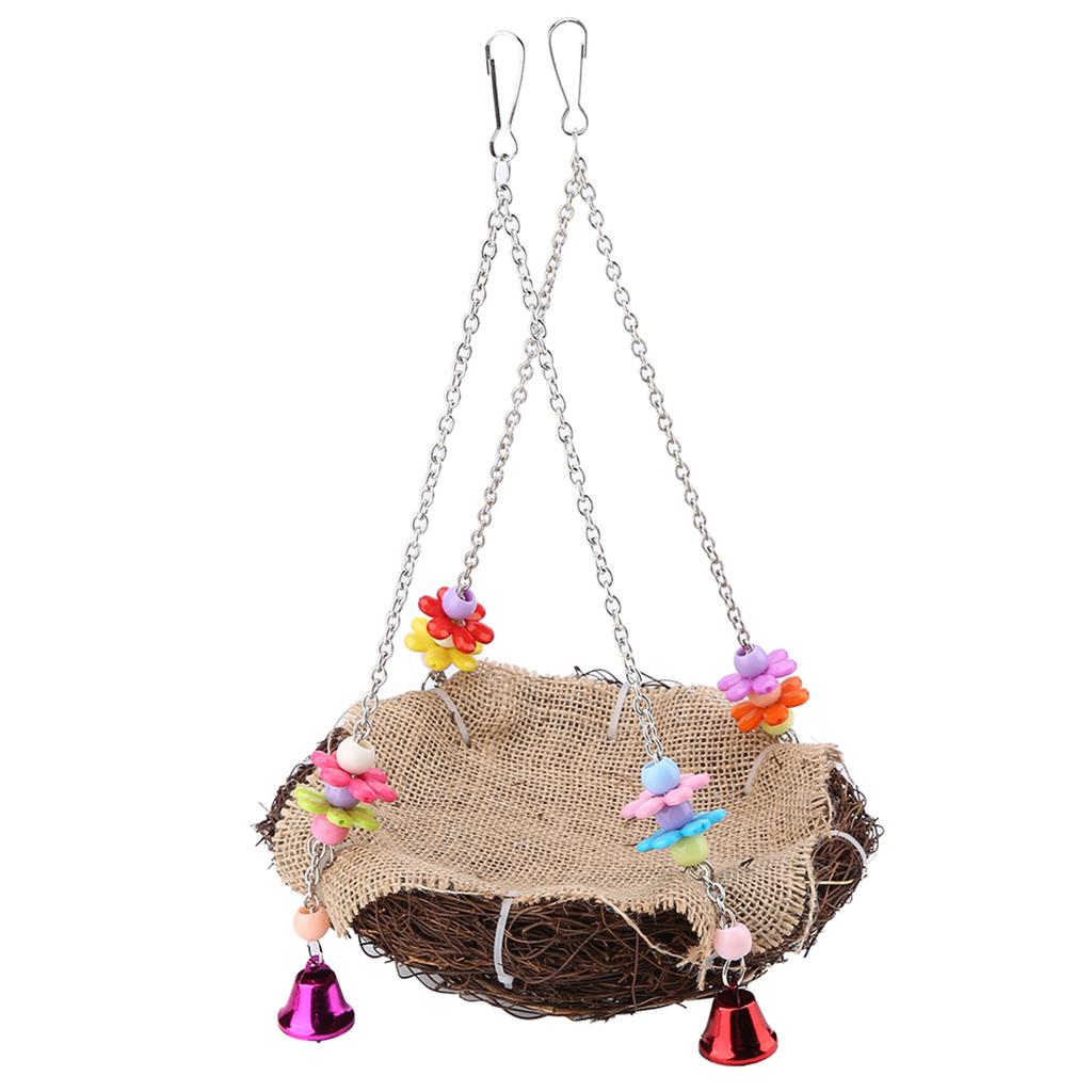 Rattan   Bird  ing   Toy with  s Bird Swing Standing Perch Toy Cage Hammock(S)