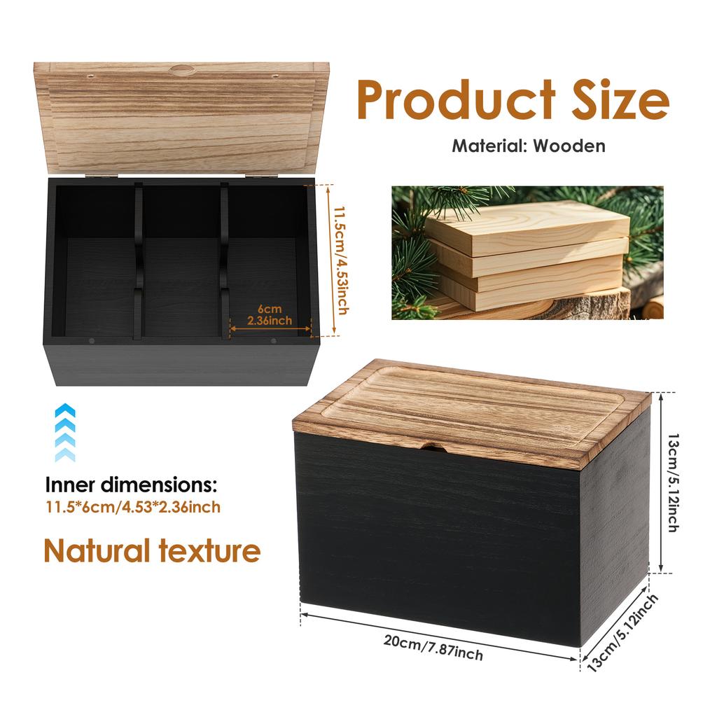 Wood Tampon Holder Sanitary Napkin Storage Bin with Lid and 2 Removable Dividers Feminine Product Organizer for Kitchen Bathroom