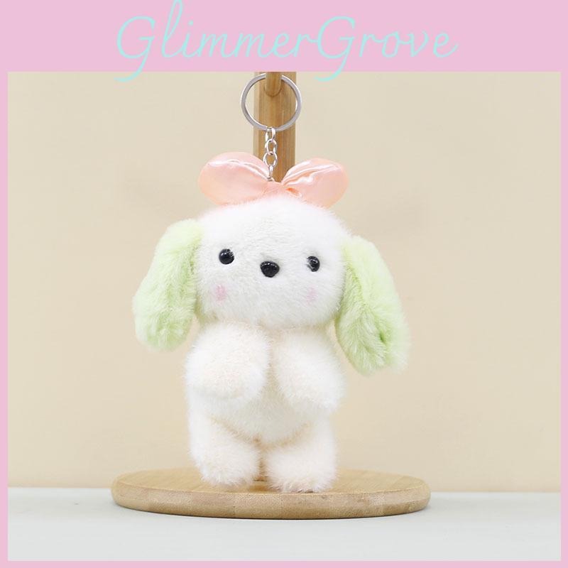 Charming Small Rabbit Plush Doll With Bow Flexible Keychain For Kids And Adults