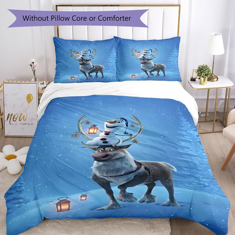 3pcs Elsa Bedding Set Duvet Cover Closure Includes 1 Duvet Cover & 2 Pillowcases, Soft and Comfortable for All Seasons.