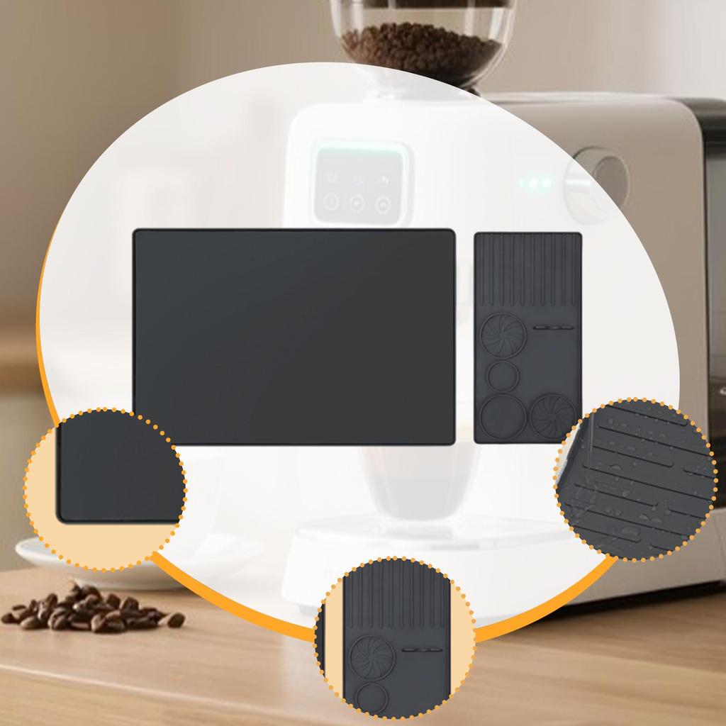 Silicone Coffee Mat with Coffee Tamper Mat, Anti Slip Coffee Bar Mat, Espresso Mat for Kitchen Cafe, Potted Plants Bar