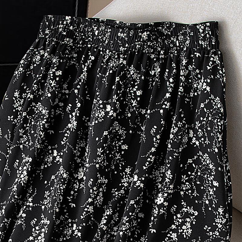 Elegant Floral High-Waist A-Line Skirt