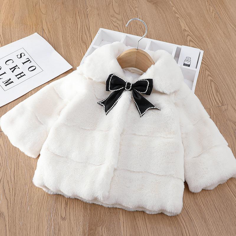 Autumn Winter Warm Faux Fur Coat for Girls Jacket Baby Snowsuit Sweet Christmas Princess Outwear 1-5 Years Kids Clothes