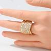 Gorgeous Inlaid White CZ Women's Ring Aesthetic Gold Color Geometry Daily Wear Party Jewelry Anniversary Gift