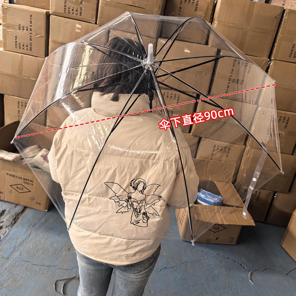 Dual-Use Clear and Frosted Umbrella: 8-Rib Transparent & 16-Rib Frosted Long-Handle Umbrella for Adults and Children with Custom Branding Options