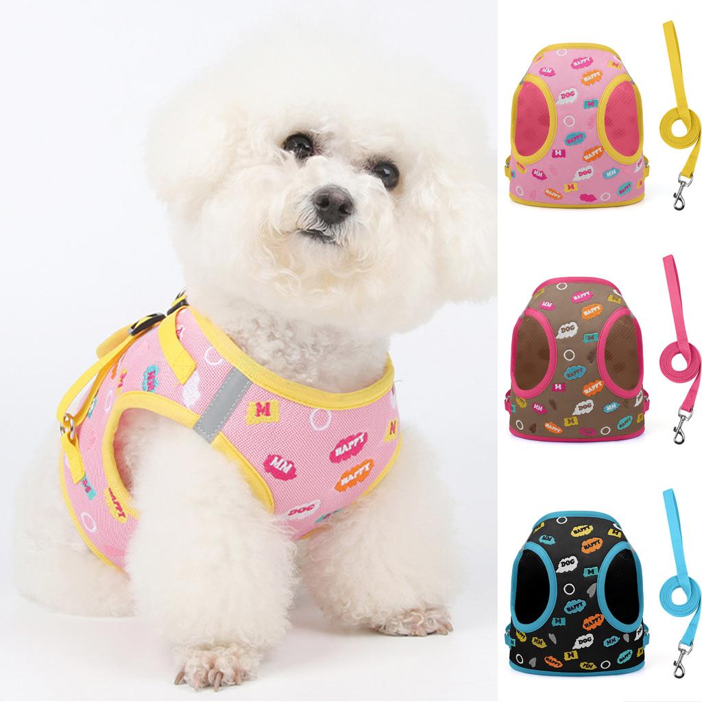 Heavy-Duty Embroidered Puppy Leash Vest- - Outdoor Pet Supplies
