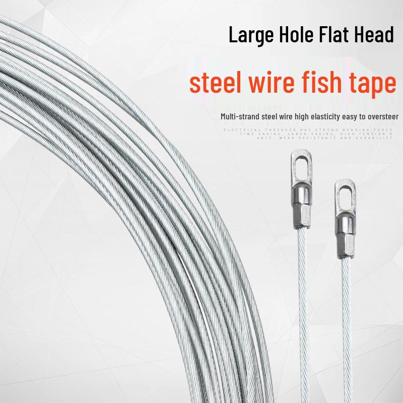 3mm Galvanized Steel Wire Pulling Tool: Flat, Roller & Round Head for Electricians 20M Flat Head