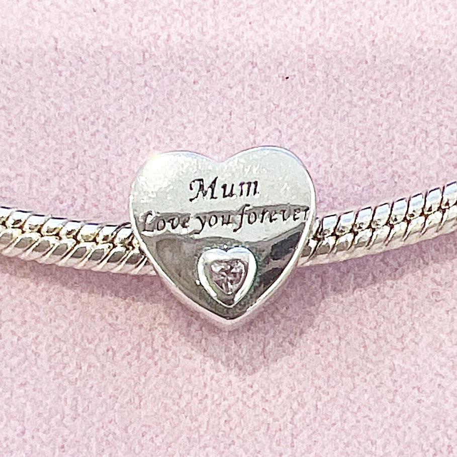 New Copper Charms Heart Love You Forever Mum Auntie Beads Fit Original Bracelet Diy Gift Women