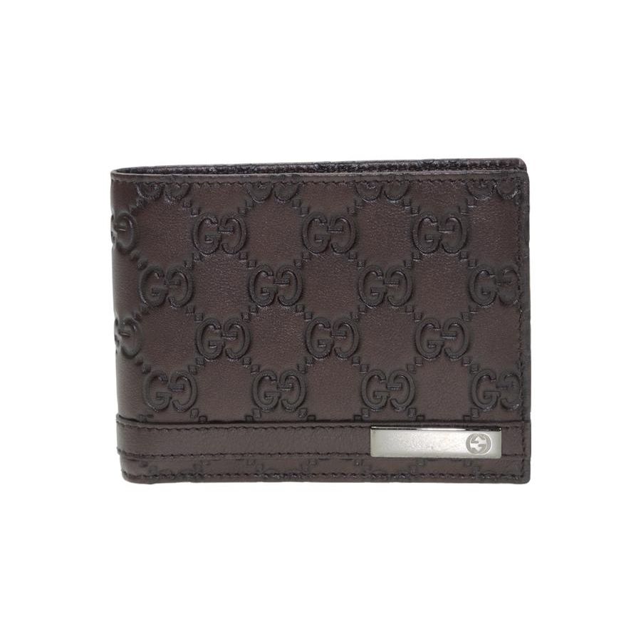 

Gucci GG Embossed Dark Brown Leather Bifold Wallet With Silver Plaque For Men Daily Use Basic Set (Bag+Dust Bag)