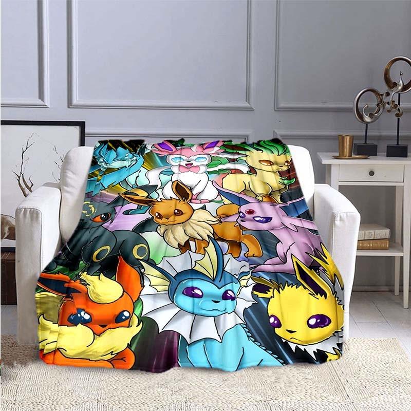 Cartoon Pokemon Pikachu Throw Blanket Soft Comfortable Sofa Blankets and Throws Flannel Blankets for Adults