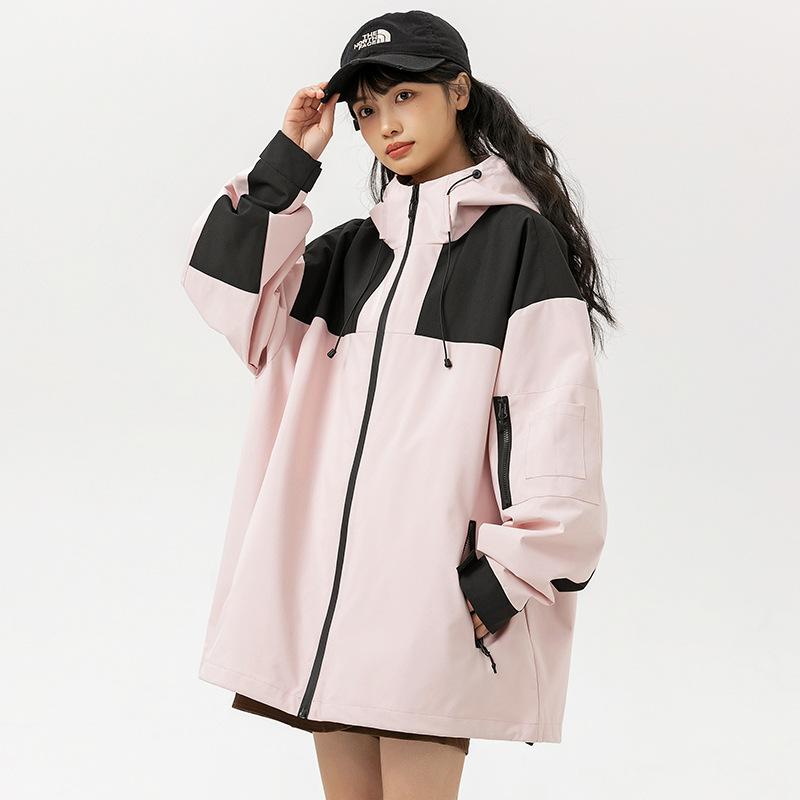 Spring and Autumn Tide Hooded Windproof Color Matching Jacket Spring and Autumn Mountain Outdoor Waterproof High Gram Tooling Mountaineering Suit