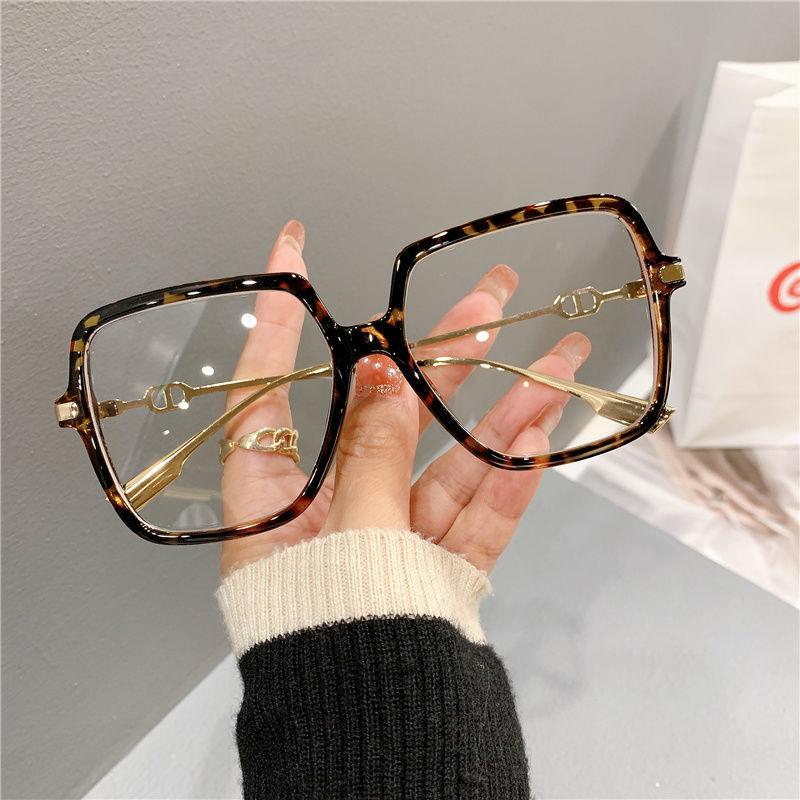 New D Type Anti-blue Glasses Large Square Frame Network Red Street Photo Frame Korean Version Plain Face Literary Flat Light Mir