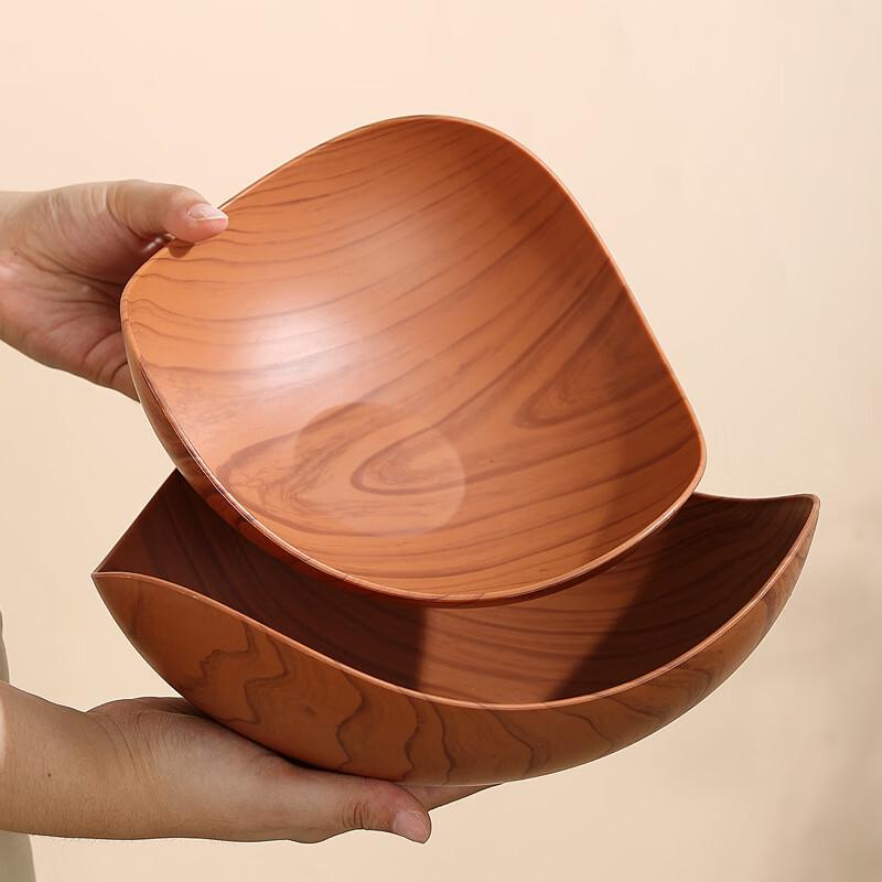 Ruhan Creative Imitation Wood Grain Geometric Fruit Plate Set