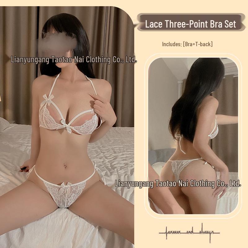 Elegant Lace Push-Up Bra & Thong Set with Garter - Japanese Inspired Sexy Lingerie