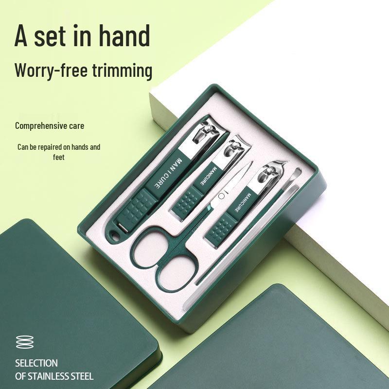 Nail Clipper Set: Home Use Clipper, Anti-Splatter Clippers, Angled Scissors, Foot Care Tools
