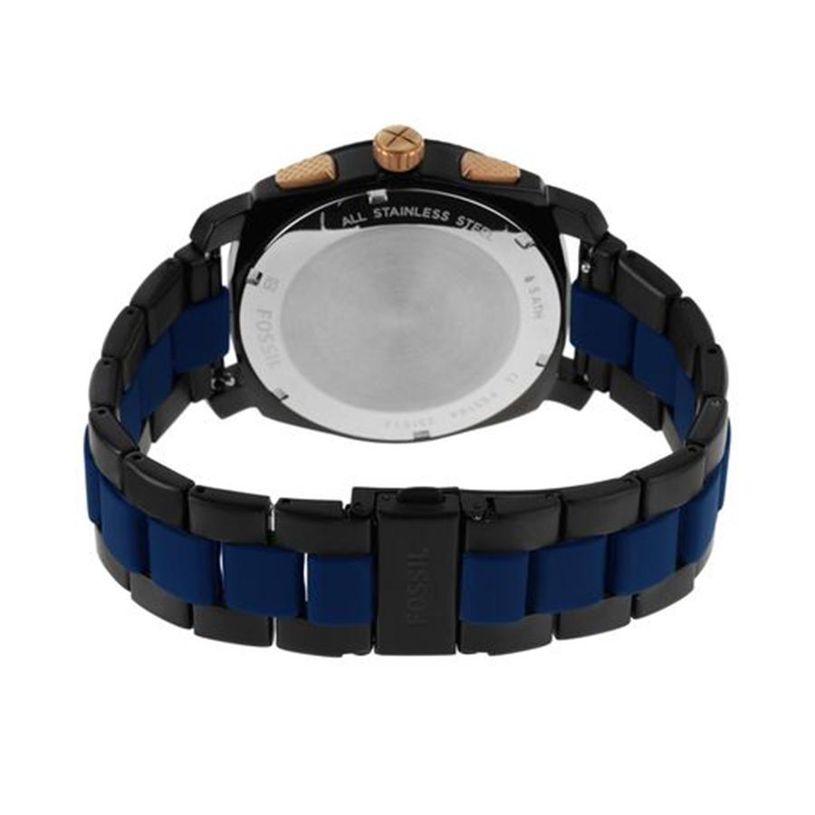 Fossil Machine Chronograph Black Dial Two Tone Steel Strap Watch for Men - FS5164