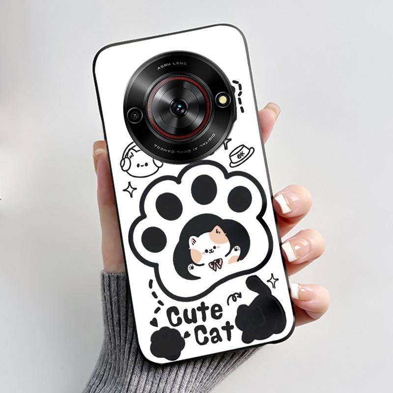 Cute Cartoon Case For ZTE Blade A75 5G/Nubia Focus 5G/Nubia Calf 5G Printing Shell Protective Cover Soft Silicone Black Casing