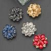 Crystal Flower Metal Alloy Buttons for Sewing DIY Decorative Button for Wool Coat Fur Coat Clothing Accessories
